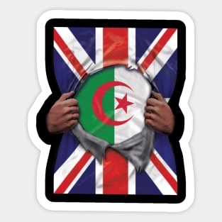 Algeria Flag Great Britain Flag Ripped - Gift for Algerian From Algeria Sticker